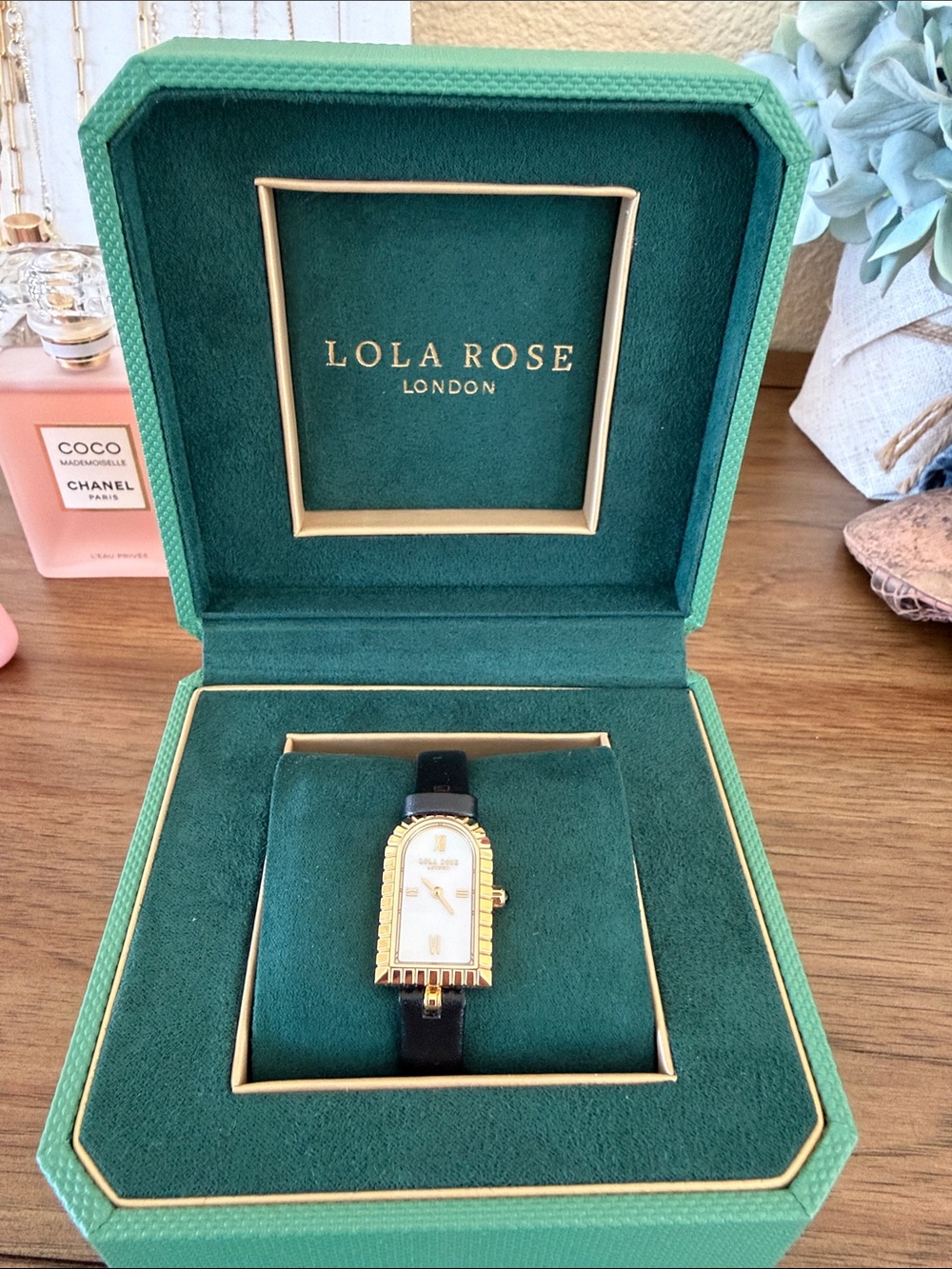 Lola Rose London Women's Gold-Tone Watch with Black Strap